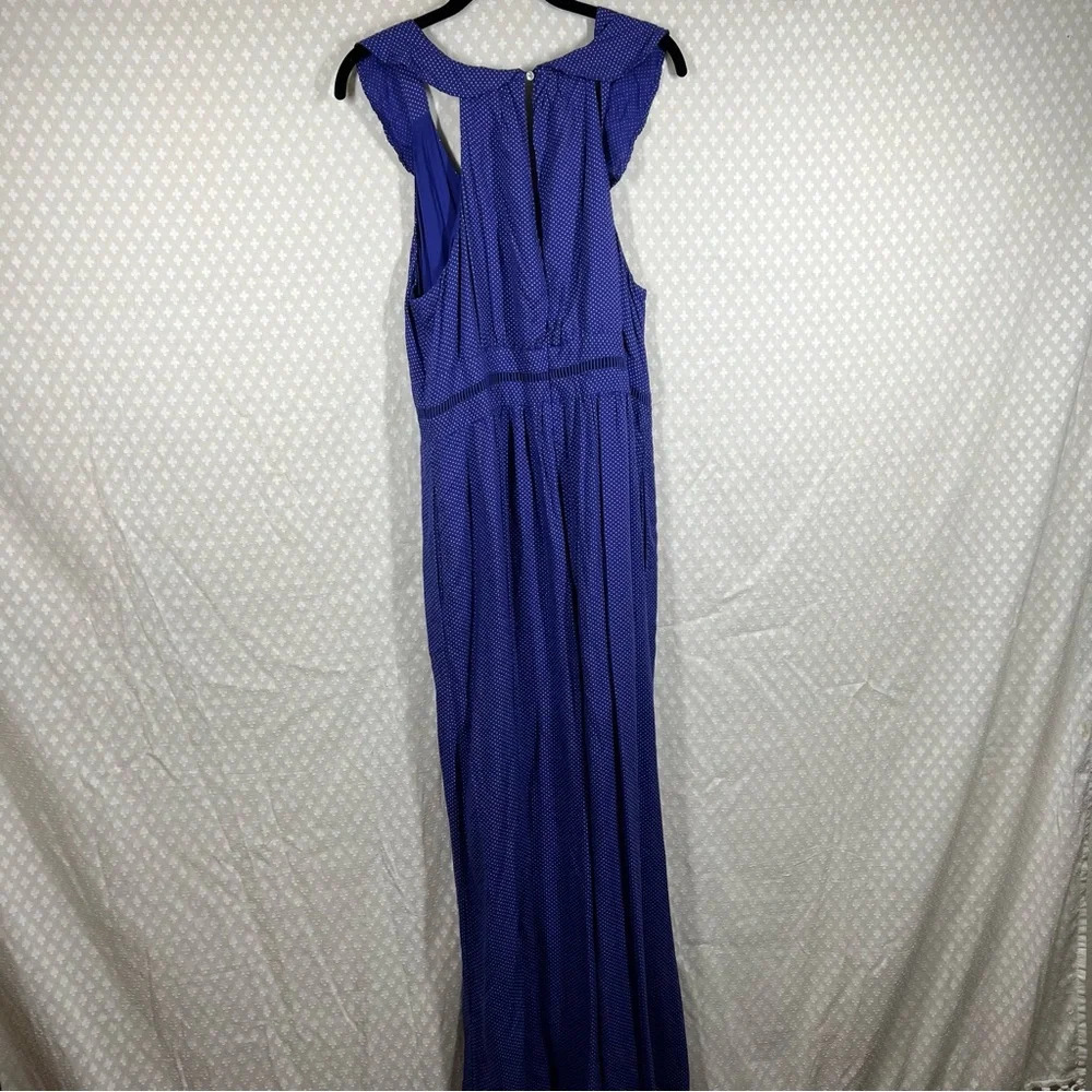 Anthropologie Maeve Blue Polka Dot Eyelet Jumpsuit - Picture 6 of 8
